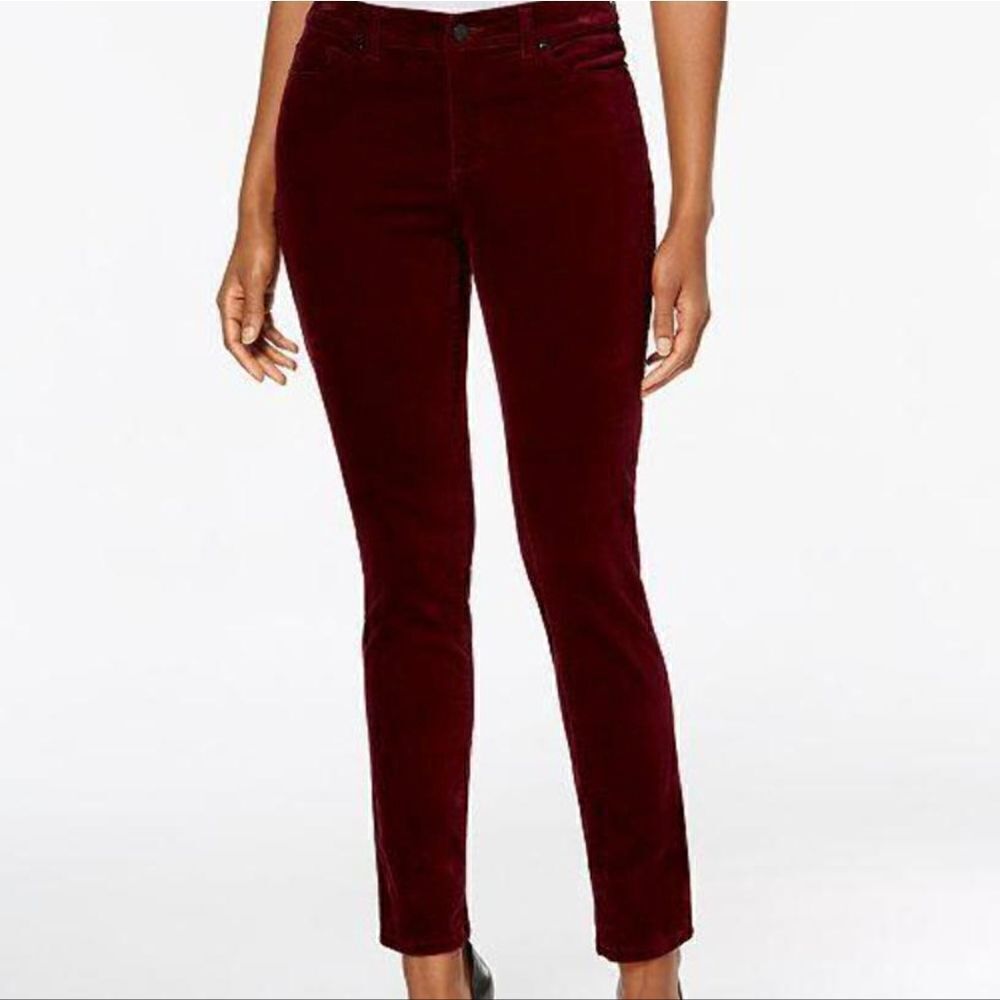 CHARTER CLUB Wine Velvet-Trim Skinny Pants, Created for Macy's Size 10